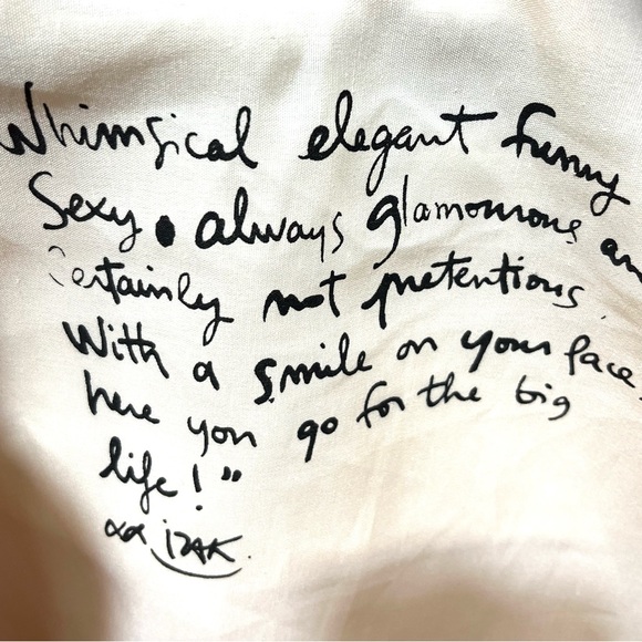 Izak Zenou Orange Canvas Tote Bad with Brown Faux Leather Handles - Picture 7 of 9